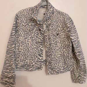 CURRENT/ELLIOTT  Jean Jacket•Size 3(Large), Cropped animal print• Edgy and Cool